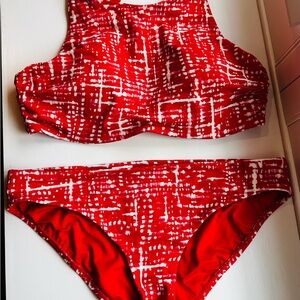 Athleta Red Patterned Bikini Set
